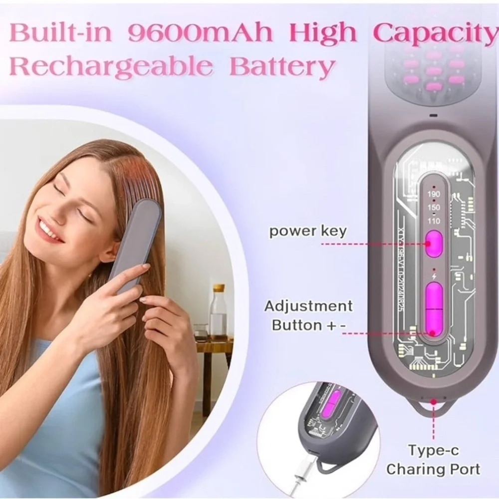 💈Cordless Hair Straightener Brush Mini Travel Brush It#OB3